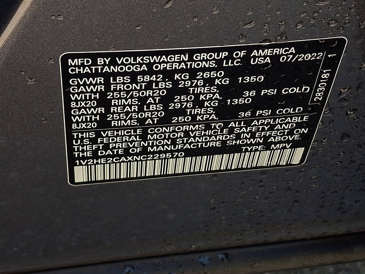2022 Volkswagen Atlas Cross Sport 3.6L V6 SE w/Technology