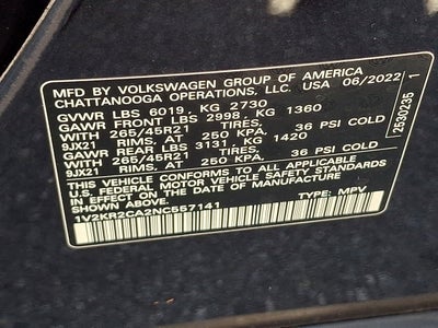 2022 Volkswagen Atlas 3.6L V6 SE w/Technology