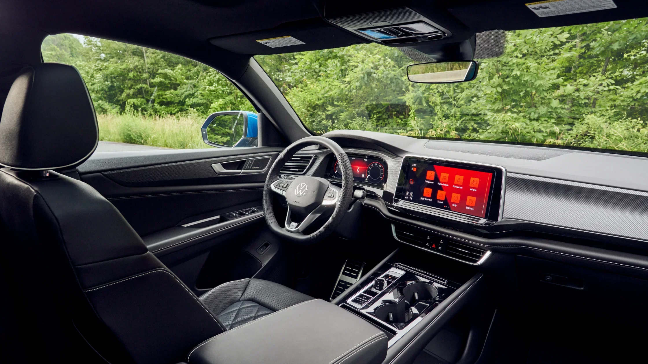 Digital cockpit display of the 2025 Volkswagen Atlas Cross Sport SUV.