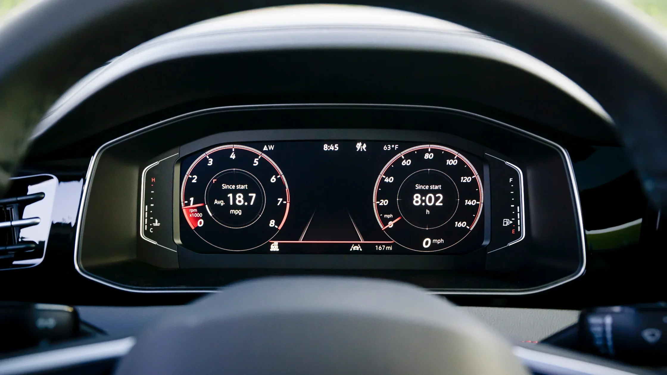 2025 Volkswagen Jetta GLI cockpit interior with black trim and modern touchscreen.