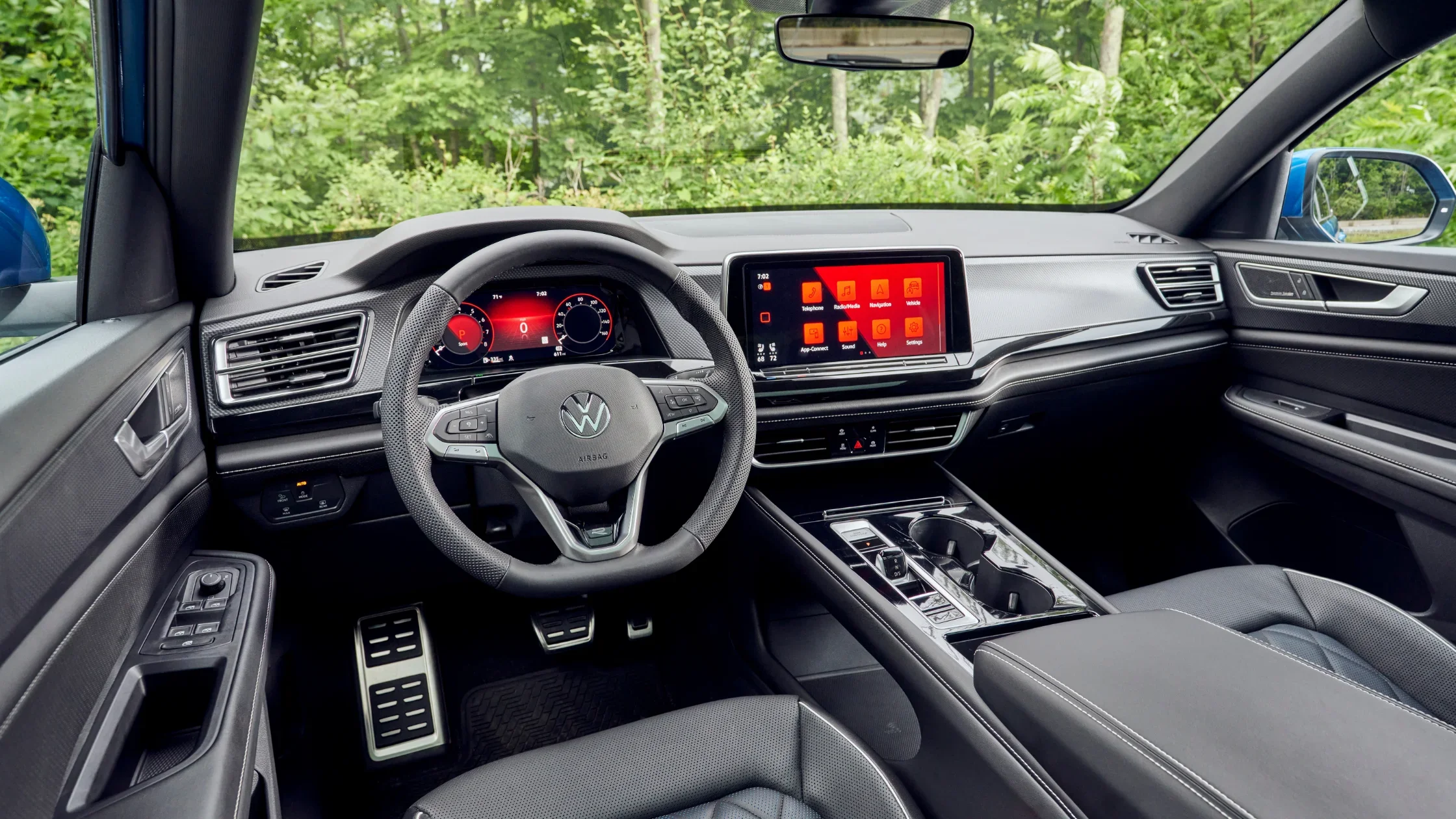 2026 Volkswagen Atlas Cross Sport infotainment screen showing rearview camera.