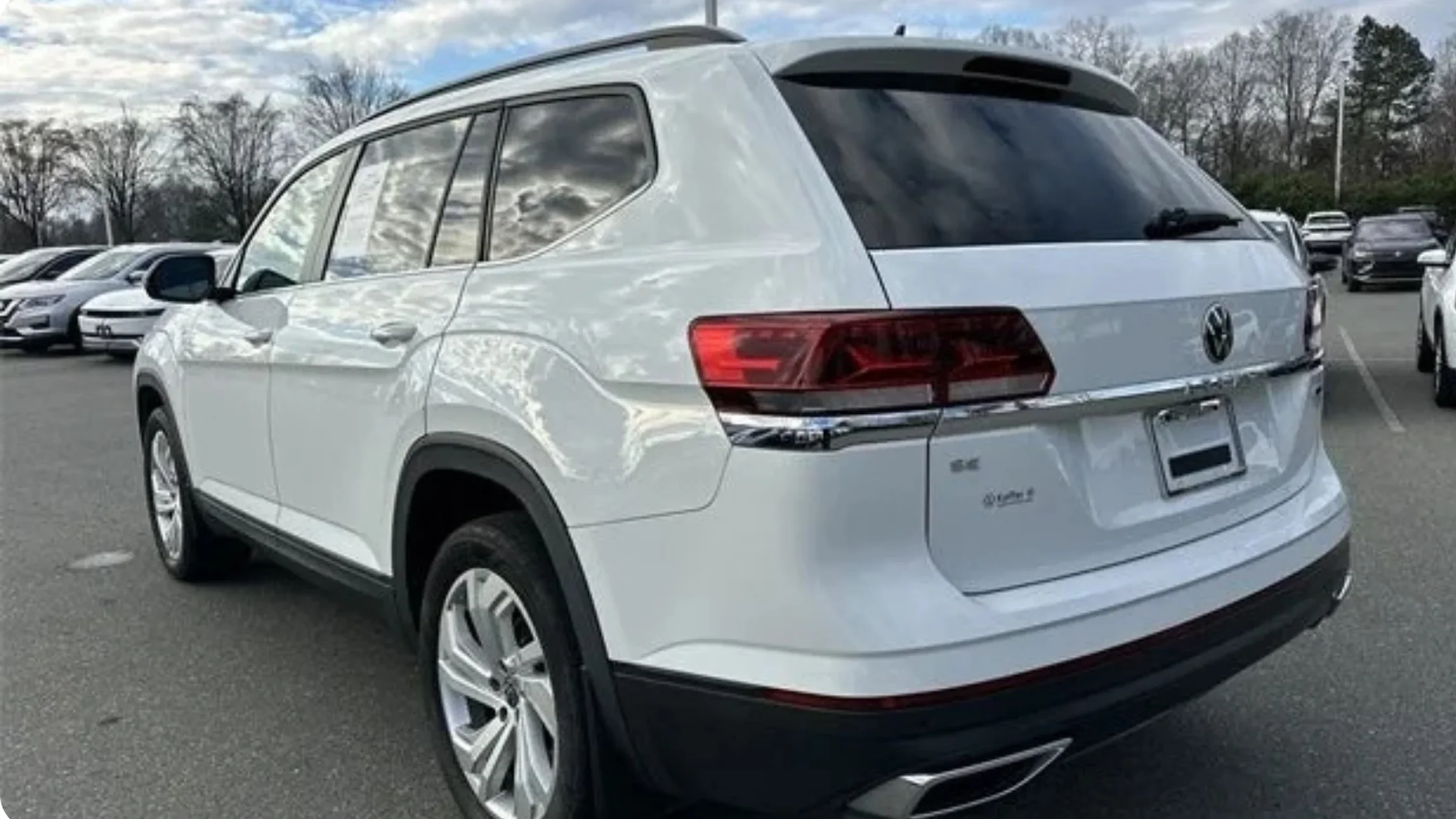 Volkswagen Certified Pre-Owned SUV front view parked at dealership demonstrating Volkswagen CPO vehicle quality.